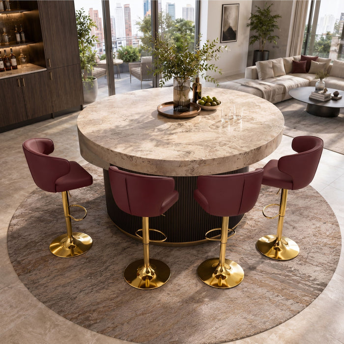 Adjustable Swivel Bar Chair With High Back Support