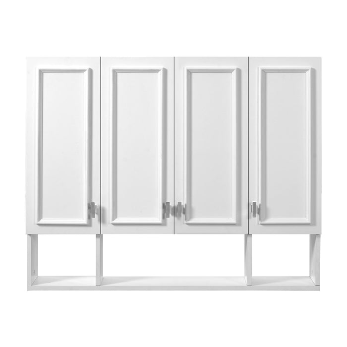Bathroom Cabinet With 3 Adjustable Shelves Wall Mounted Medicine Cabinet, Soft Closing Hinges, Open Shelving Design - White