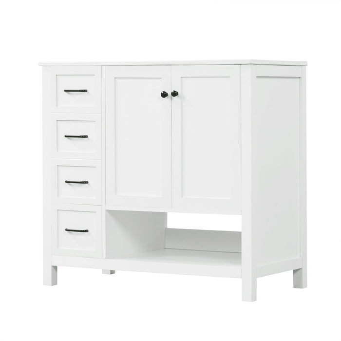 Bathroom Vanity With Sink Top, Bathroom Vanity Cabinet With 2 Doors And 2 Drawers, Open Shelf