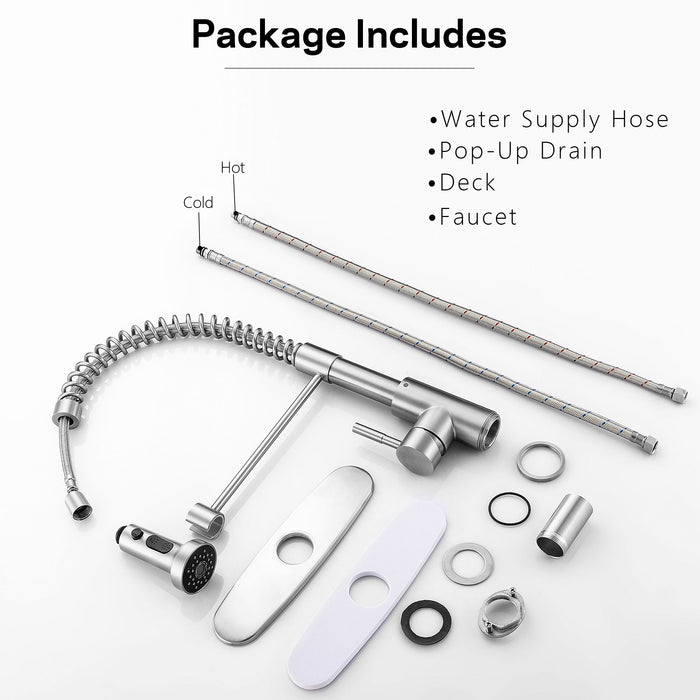 Kitchen Faucet With Pull Down Spray Head - Brushed Nickel