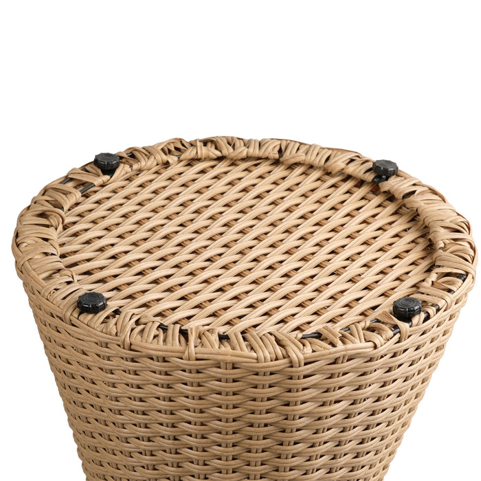 Stool With Lid, Wicker Accent Table, Indoor Outdoor Side Table - Brown White