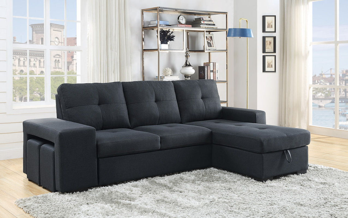Lucas - Sleeper Sectional Sofa With Reversible Storage Chaise - Dark Gray