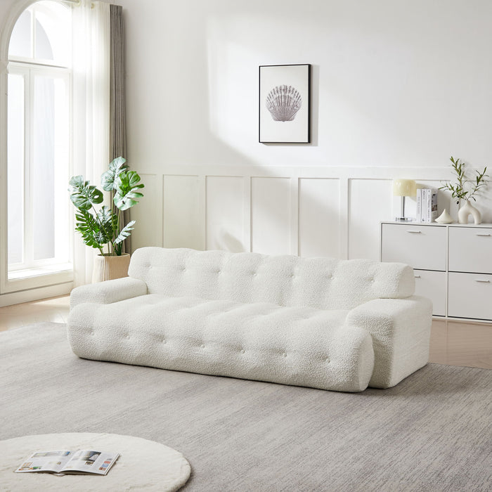 Cloud Series Minimalist Button Tufted Square Arm 3 Seater Sofa
