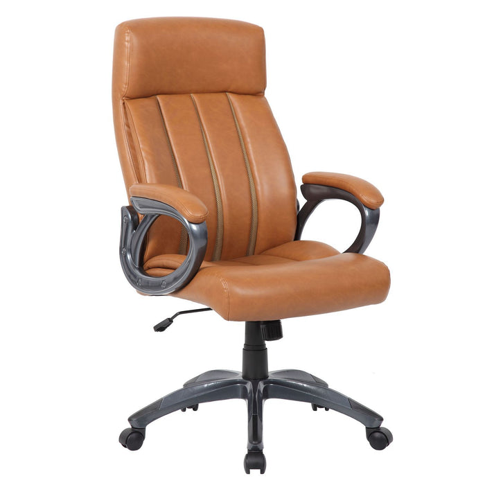 Executive Office Chair, Height Adjustable, Swivel With Padded Armrest & 5 Point Base - Antique Brown