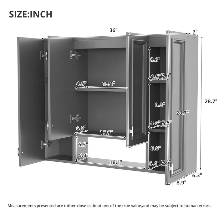 Wall Mounted Bathroom Cabinet With 5 Adjustable Shelves