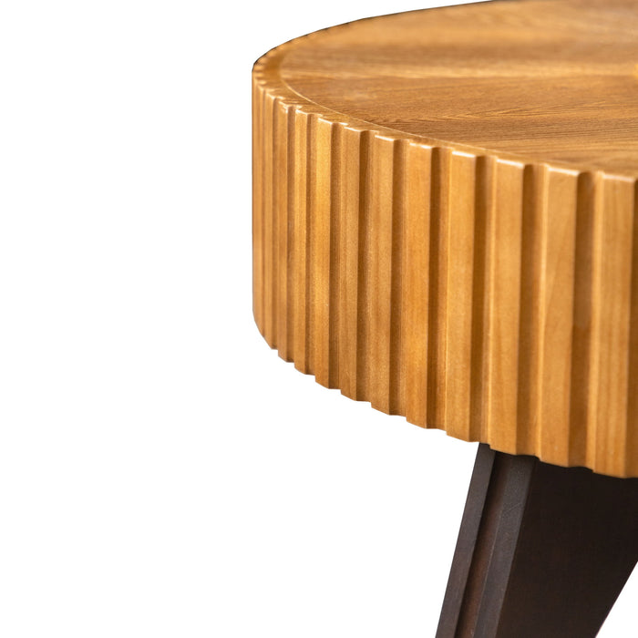 Round Retro Coffee With Solid Wood Legs