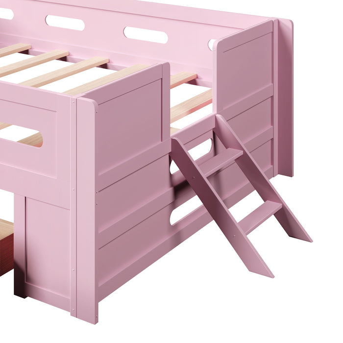 Platform Bed With Guardrail And Drawer