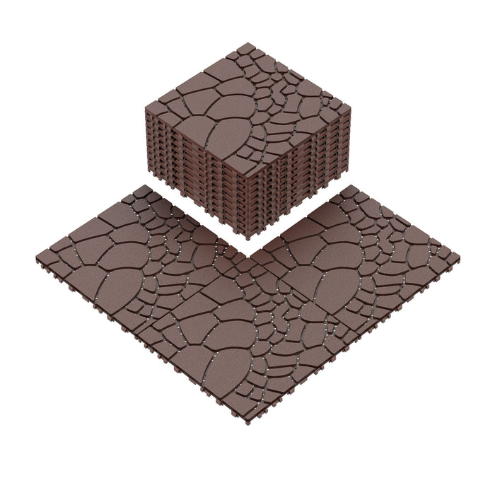 Stone Texture Patio Deck Tiles, 44 Pieces