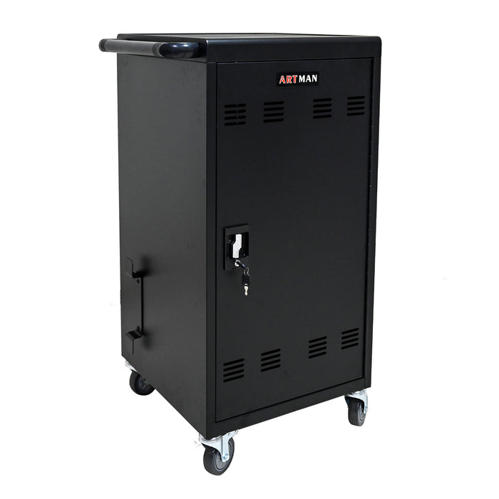 45 Bay Mobile School Charging Cart Station For Chromebook, Tablet And Laptop Computer With Power Strip Included - Black