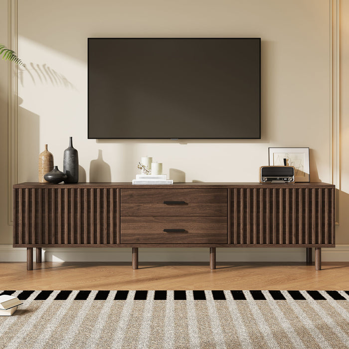 TV Stand For TVs Up To 80", Media Entertainment Center With Ample Storage - Dark Brown