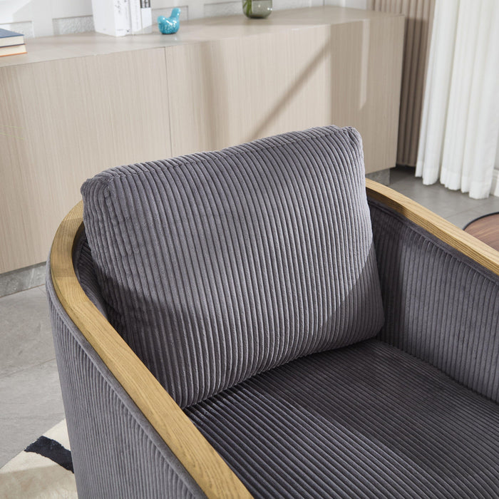 Corduroy Barrel Chair, 360 Degree Swivel