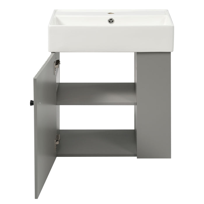 Modern Floating Bathroom Vanity With Ceramic Basin Perfect For Small Bathrooms