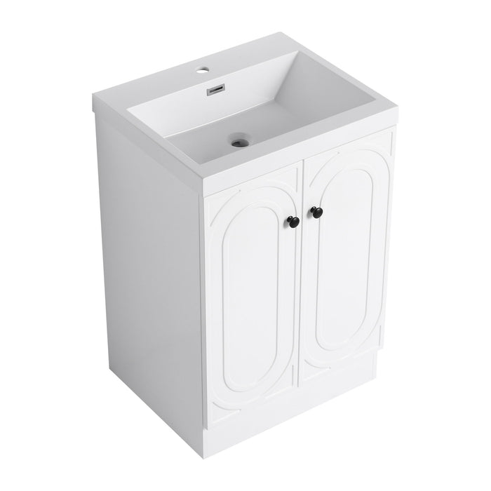 Contemporary Freestanding Bathroom Vanity With Resin Sink & Soft-Close Cabinet Doors