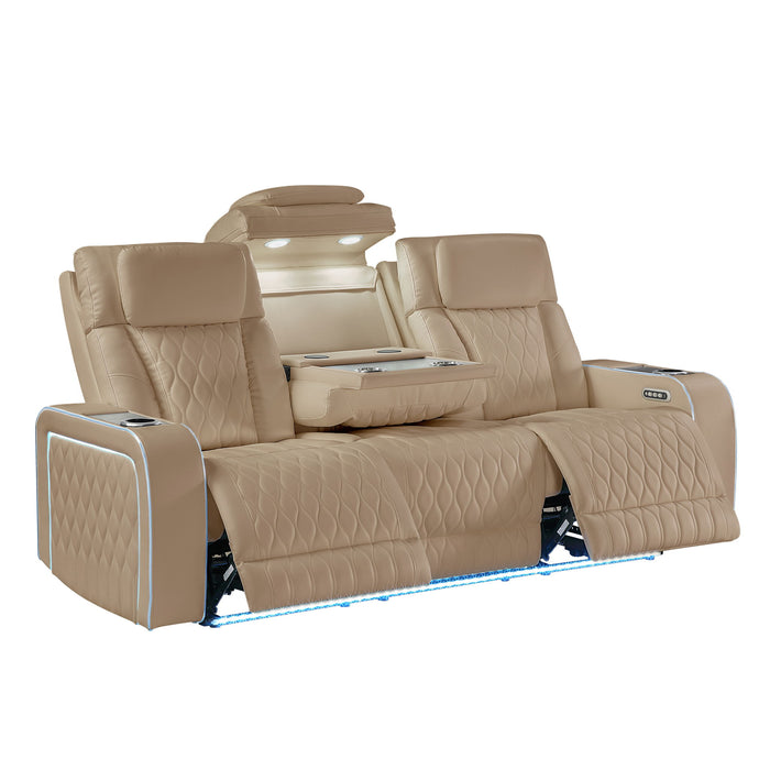Electra - 3 Piece Power Reclining Sofa, Loveseat And Recliner Set With Power Headrests, Massage And LED Lighting
