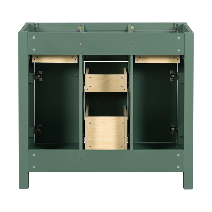 Freestanding Bathroom Vanity With 4 Drawers & 2 Cabinets - Green