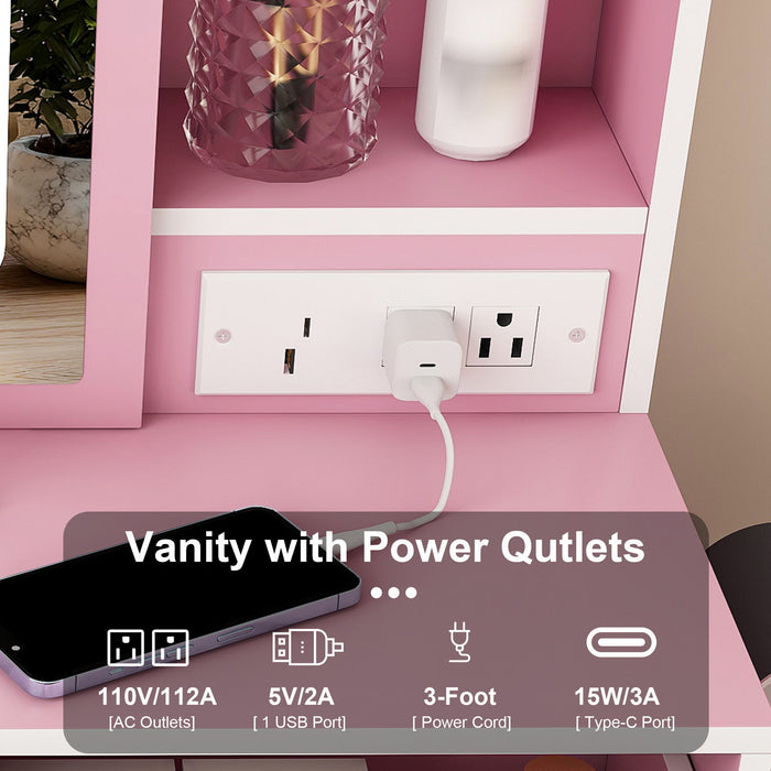 Small Makeup Vanity Desk With Adjustable LED Lights