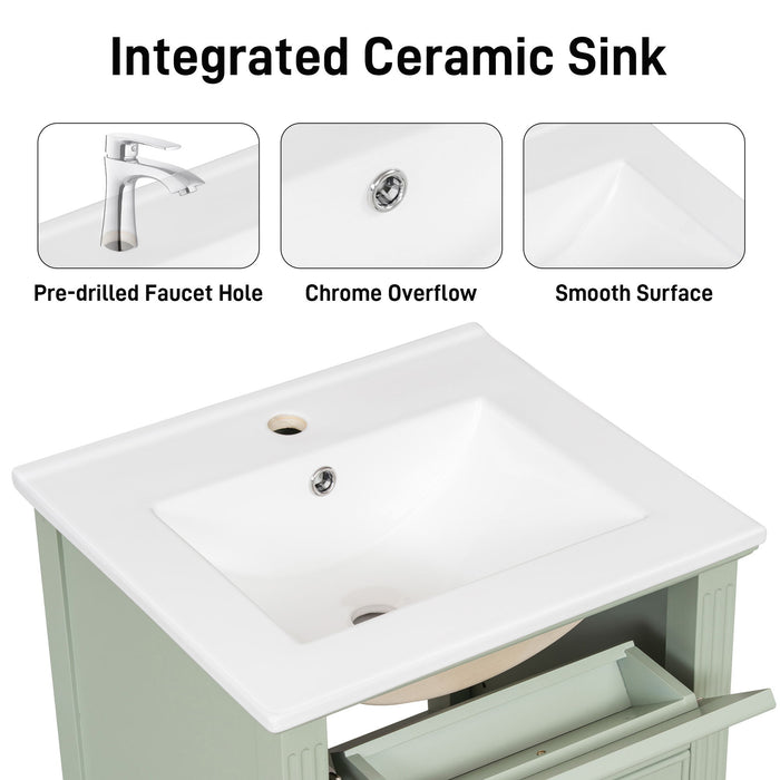 Bathroom Vanity With Sink, Adjustable Shelf, Tilt-Out Drawer
