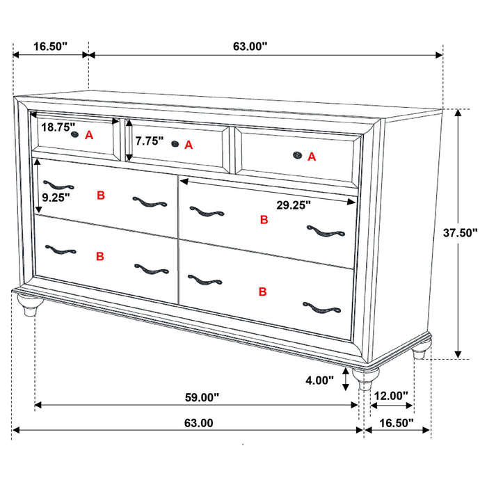 Randall - 7 Drawer Dresser - White