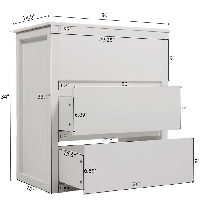 Freestanding Bathroom Vanity With Ceramic Sink, 2 Full Extension Drawers