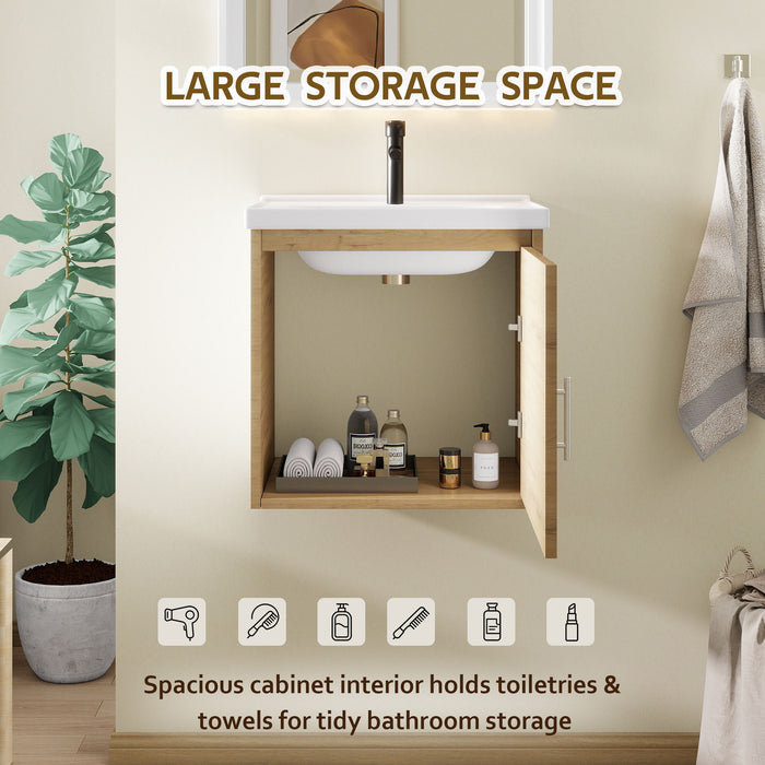 Floating Bathroom Vanity Combo, Wall Mounted Cabinet With Sink & Soft Close Doors For Small Bathrooms