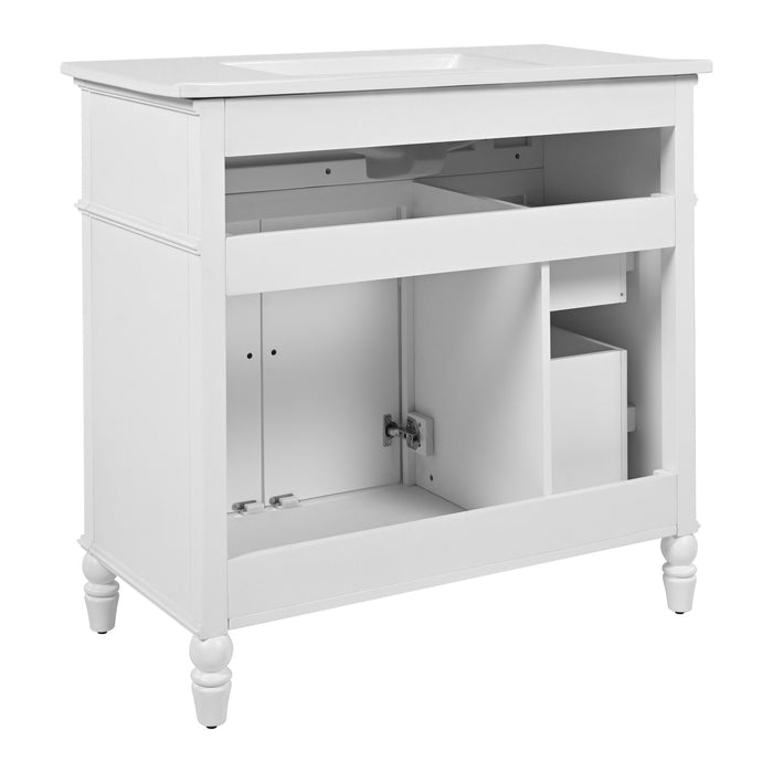 Bathroom Vanity With Sink, 2 Doors 2 Drawers, Freestanding Design