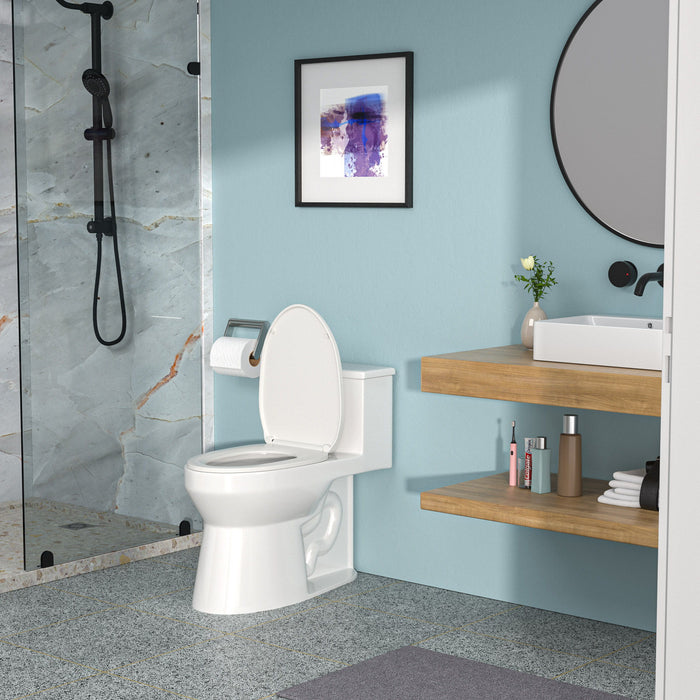 Sleek 1 Piece Toilet With Single Flush And Soft Closing Seat - White