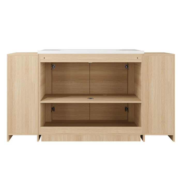 Freestanding Bathroom Vanity With Sink, 2 Small Storage Cabinets, Soft Close Doors