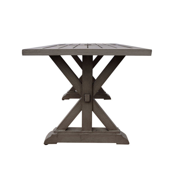 Modern Outdoor Dining Table With X Shaped Legs, Umbrella Hole