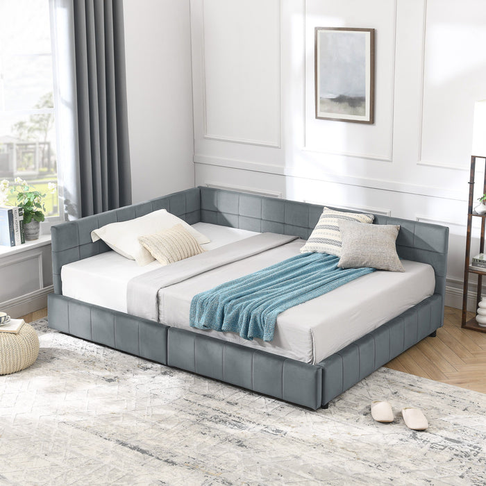 Elegant Storage Upholstered Tufted Bed Frame With Backrest And Armrests