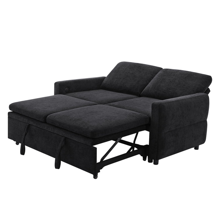 Convertible Sofa Bed Loveseat With Adjustable Backrest And USB Ports