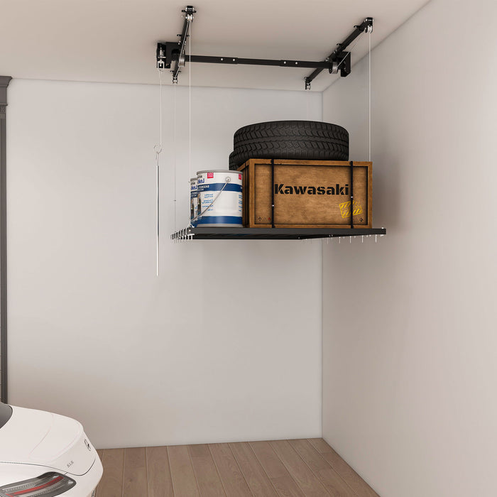 4 X 8 Ft Overhead Garage Storage Rack - Black