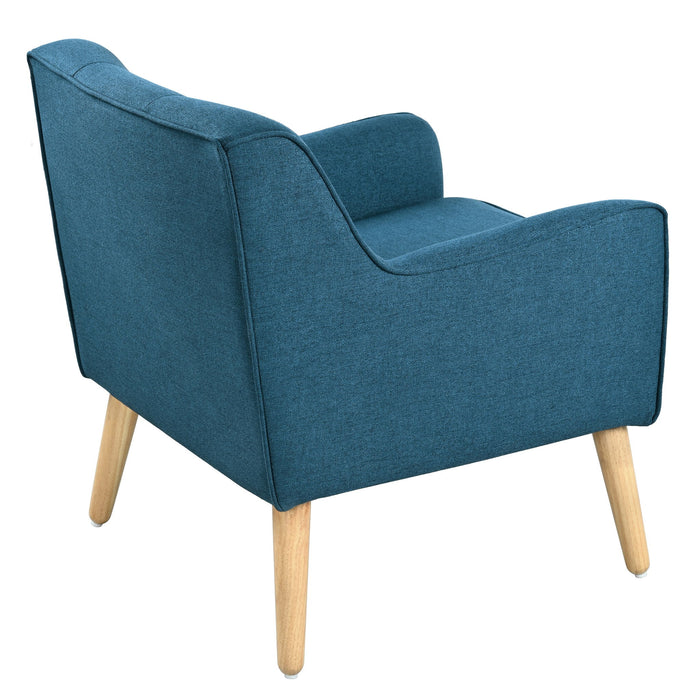 Modern Arm Chair With Tufted Back And Wooden Legs
