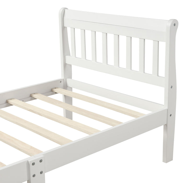 Platform Bed, Mattress Foundation Sleigh Bed With Headboard, Footboard, Slat Support