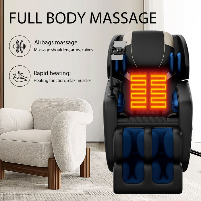 Zero Gravity Massage Chair Recliner, 10 Massage Heads And Full Body Air Pressure - Black
