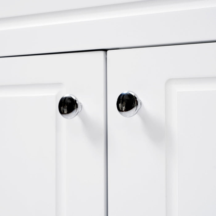 Bathroom Vanity Cabinet Only, 3 Drawers & 4 Doors & Double Layer Shelves - White