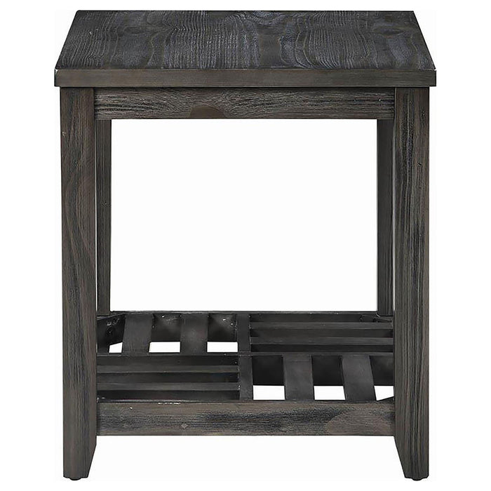 Rectangular End Table With Plank Shelf - Gray