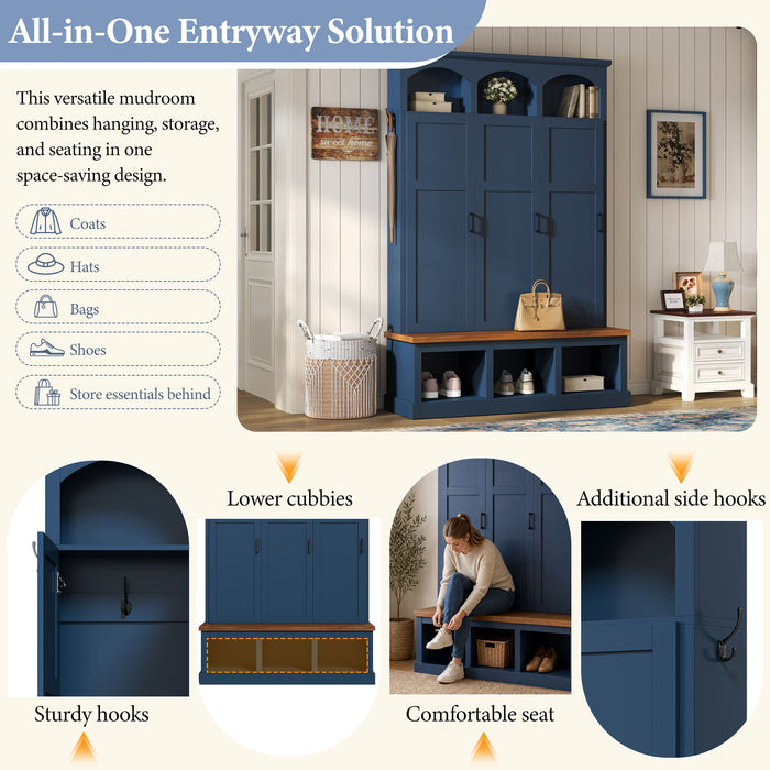 Classic Arched Design Hall Tree With 3 Hidden Storage
