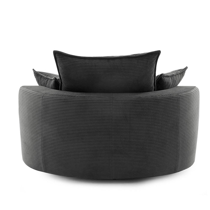 360° Swivel Accent Barrel Chair With Dual Layer Cushion And 3 Removable Pillows