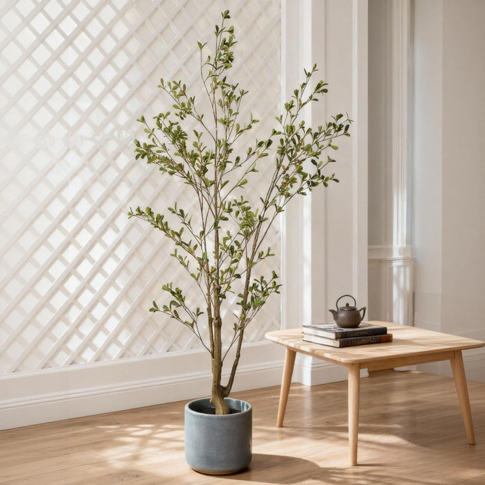 Lifelike Artificial Olive Tree With Plastic Pot For Home Living Room Decor - Green Leaves