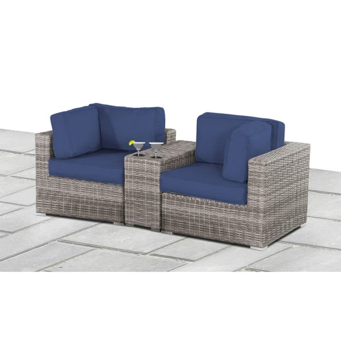 Handcrafted Outdoor Loveseat With Wicker Seating