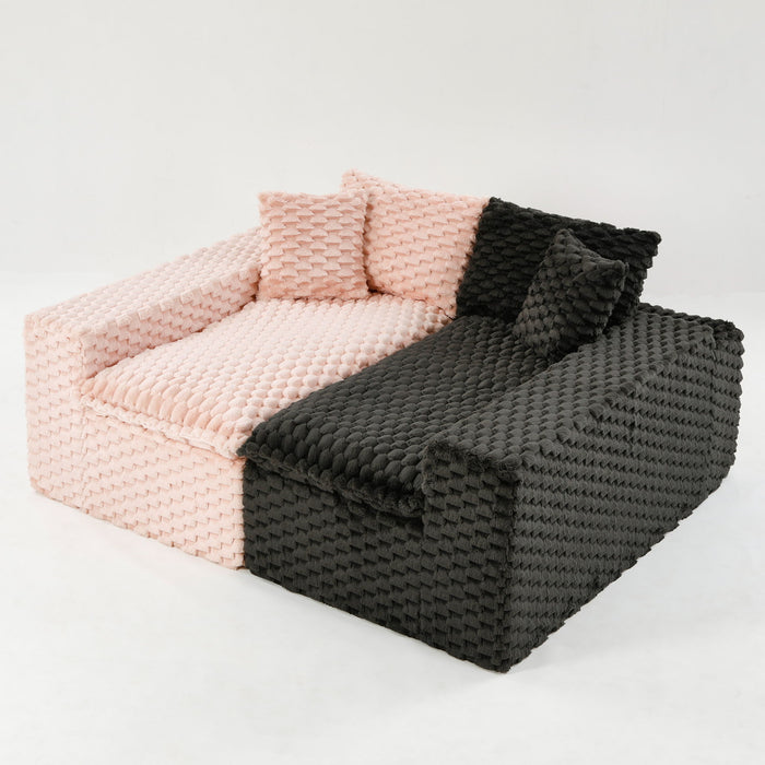 Multifunctional Sofa Pink Black, Fits 4 People