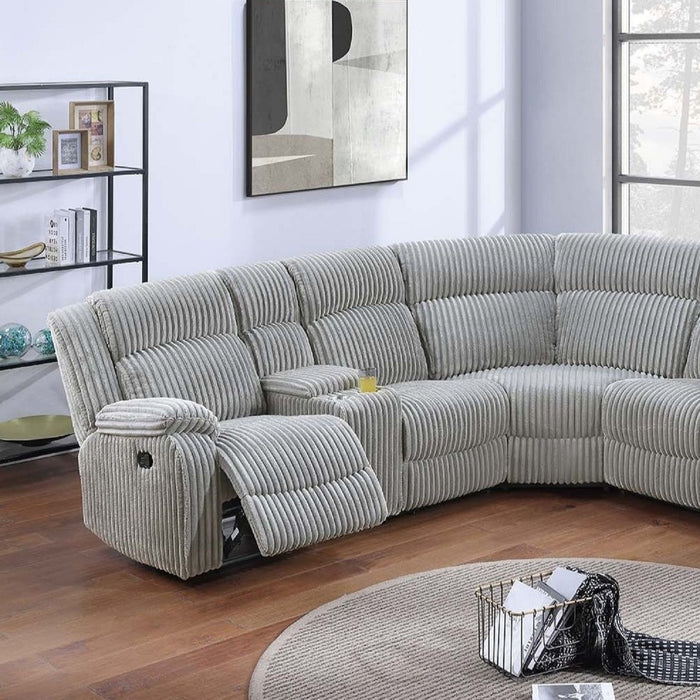 Sectional Sofa Set With Console Cup Holders, 3 Piece Reclining Living Room Couch - Gray Ash