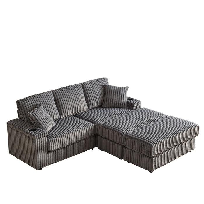3 Seater Sofa With 2 Ottomans For Living Room