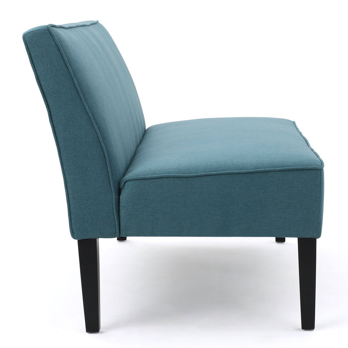 Contemporary Loveseat With Upholstered Fabric And Birch Wood Legs