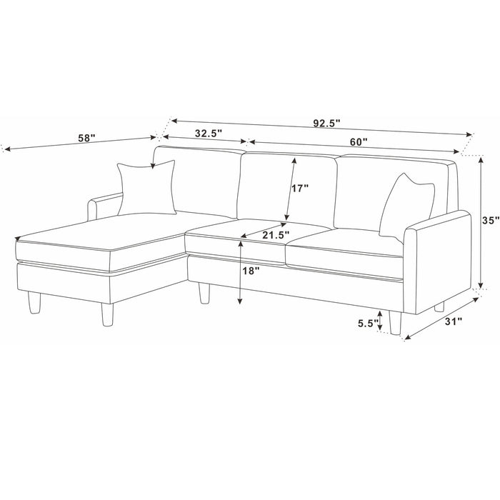 Upholstered Sectional With Toss Pillows