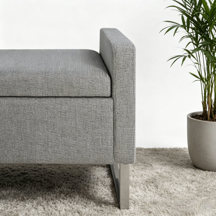 Upholstered Ottoman Bench With Storage - Dark Gray