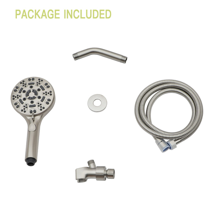 Multi Function Adjustable Hand Shower 8 Function Hand Shower, Plastic Construction - Brushed Nickel