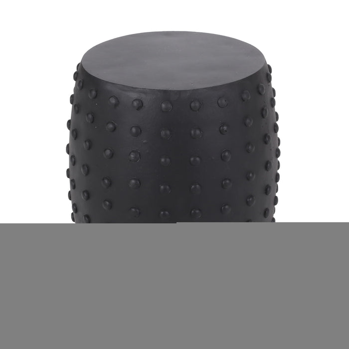 Outdoor End Table With Outstanding Studded Design - Matte Black