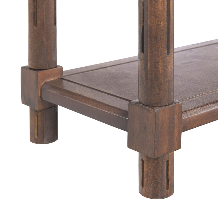 Narrow Side End Tables With Shelf (Set of 2) - Chestnut