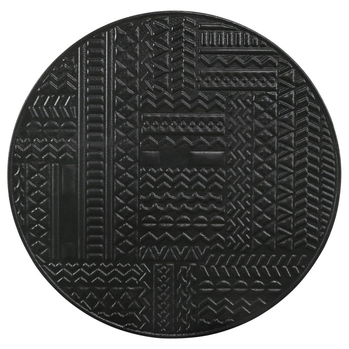 2 Piece Nesting Table With Embossed Tops And Base - Black